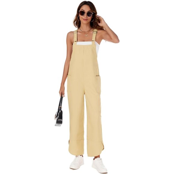 Pants - JUMPSUITS Romper Suits Wide Leg Pants-Apricot